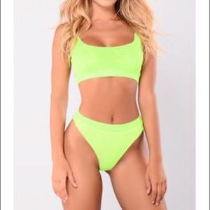 fashion nova lime green bathing suit